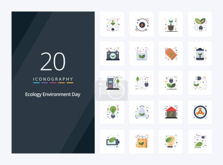 Illustration for 20 Ecology Flat Color icon for presentation - Royalty Free Image