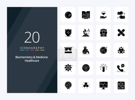 Ilustración de 20 Bioquímica y Medicina Cuidado de la Salud Solid Glyph icono para la presentación - Imagen libre de derechos