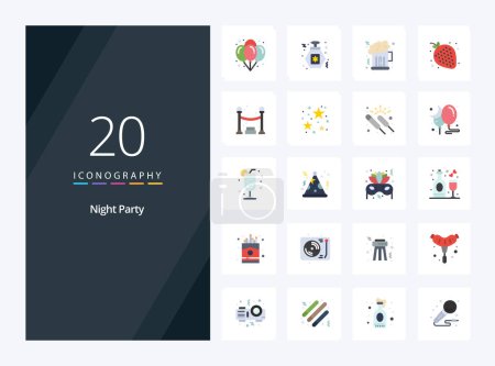 Illustration for 20 Night Party Flat Color icon for presentation - Royalty Free Image