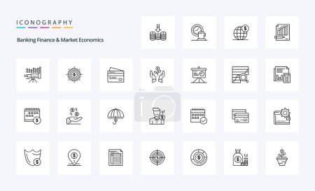 Illustration for 25 Banking Finance And Market Economics Line icon pack - Royalty Free Image
