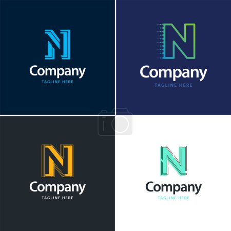 Téléchargez les illustrations : Lettre N Big Logo Pack Design Creative Design de logos modernes pour votre entreprise - en licence libre de droit