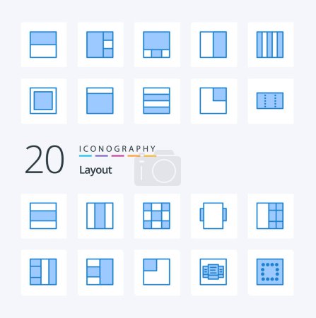 Ilustración de 20 Diseño Icono de color azul Paquete como minimizar la tabla de diseño de diseño de vista - Imagen libre de derechos