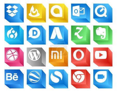 Ilustración de 20 Paquete de iconos de redes sociales Incluyendo behance. youtube. zootool. ópera. cms - Imagen libre de derechos