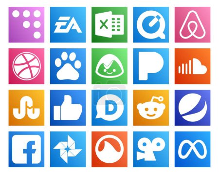 Ilustración de 20 Paquete de iconos de redes sociales Incluyendo reddit. Como. baidu. tropezar con. sonido - Imagen libre de derechos