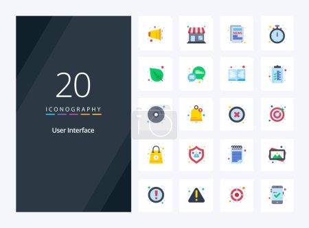 Illustration for 20 User Interface Flat Color icon for presentation - Royalty Free Image