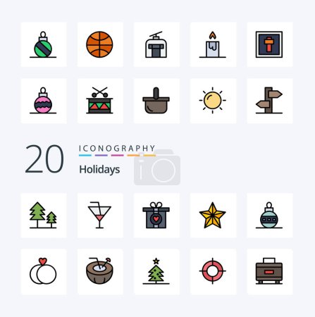 Illustration for 20 Holidays Line Filled Color icon Pack like holiday easter love christmas holiday - Royalty Free Image