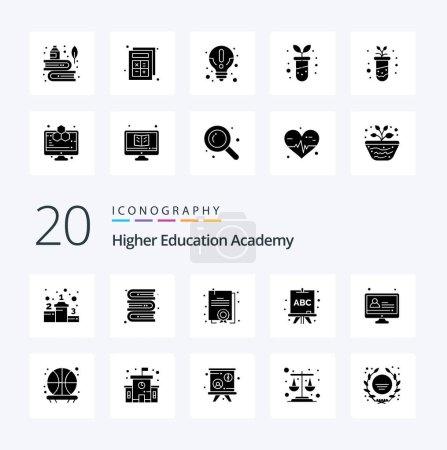 Ilustración de 20 Icono de glifo sólido de la academia Paquete como diploma de tablero de tiro lección e aprendizaje - Imagen libre de derechos