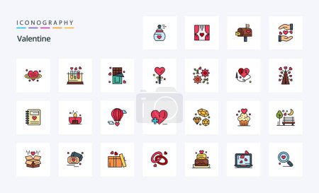 Illustration for 25 Valentine Line Filled Style icon pack - Royalty Free Image