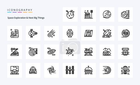 Ilustración de 25 Exploración del Espacio Y Siguiente Paquete de iconos de Big Things Line - Imagen libre de derechos