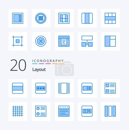 Ilustración de 20 Diseño Icono de color azul Paquete como caja de verificación de flujo de diseño de campo seleccione - Imagen libre de derechos