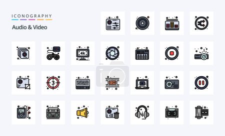 Ilustración de 25 Línea de audio y vídeo relleno icono de estilo pack - Imagen libre de derechos