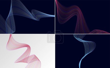 Illustration for Enhance your presentation with this set of 4 geometric wave backgrounds - Royalty Free Image