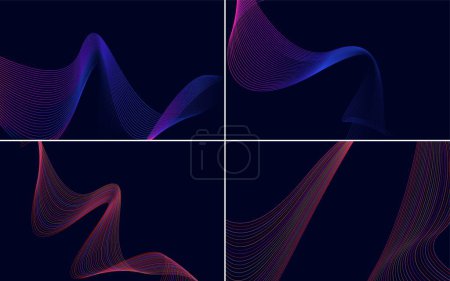 Illustration for Create a professional look with this set of 4 abstract wave backgrounds - Royalty Free Image