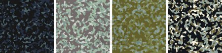 Téléchargez les illustrations : 4 Camouflage Ensemble de fond Motif Design vectoriel - en licence libre de droit