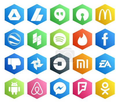 Ilustración de 20 Paquete de iconos de redes sociales, incluidas las artes electrónicas. Conductor. Spotifique. coche. foto - Imagen libre de derechos