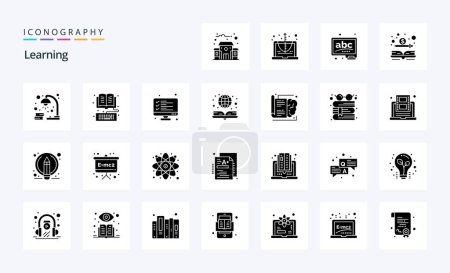 Ilustración de 25 aprendizaje sólido paquete de iconos de glifos - Imagen libre de derechos