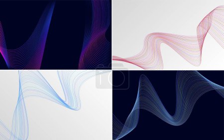 Illustration for Set of 4 vector line backgrounds to add a stylish touch to your designs - Royalty Free Image