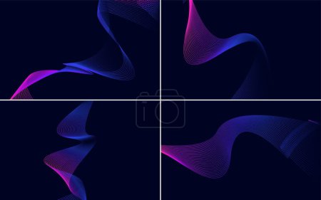 Ilustración de Curva de onda vector abstracto paquete de fondo para un diseño profesional y limpio - Imagen libre de derechos