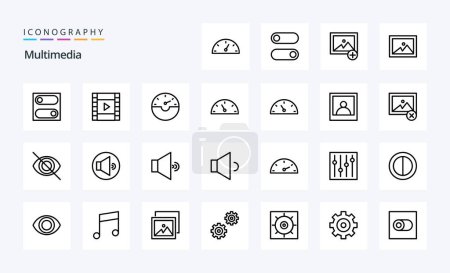 Illustration for 25 Multimedia Line icon pack - Royalty Free Image