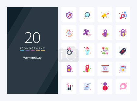 Illustration for 20 Womens Day Flat Color icon for presentation - Royalty Free Image