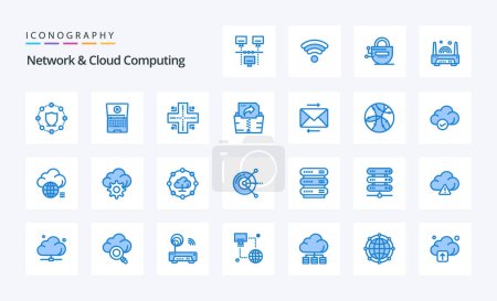 Illustration for 25 Network And Cloud Computing Blue icon pack - Royalty Free Image