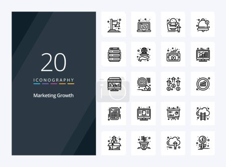 Ilustración de 20 Icono de esquema de crecimiento de marketing para presentación - Imagen libre de derechos