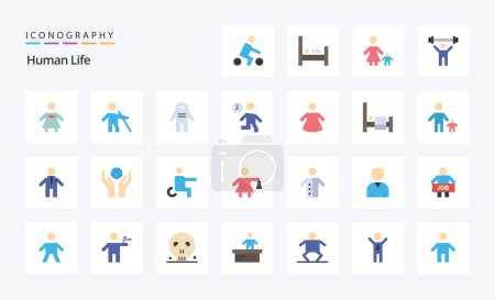 Ilustración de 25 paquete de iconos de color plano humano - Imagen libre de derechos