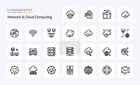 Téléchargez les illustrations : Pack d'icônes Réseau et Cloud Computing Line 25 - en licence libre de droit