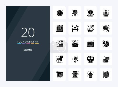 Téléchargez les illustrations : 20 icône de Glyphe Solide de Démarrage pour la présentation - en licence libre de droit