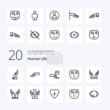 Téléchargez les illustrations : 20 Icône de ligne humaine Pack comme heureux dossier de partage d'émotion utilisateur - en licence libre de droit