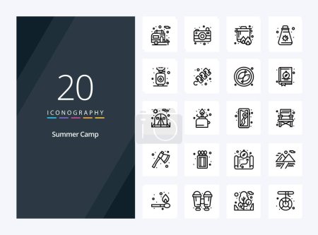 Illustration for 20 Summer Camp Outline icon for presentation - Royalty Free Image
