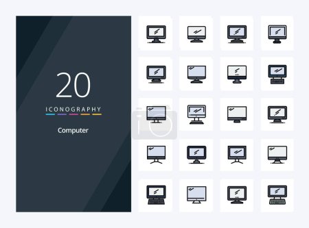 Illustration for 20 Computer line Filled icon for presentation - Royalty Free Image