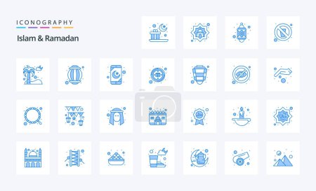 Ilustración de 25 Islam y Ramadán azul icono pack - Imagen libre de derechos