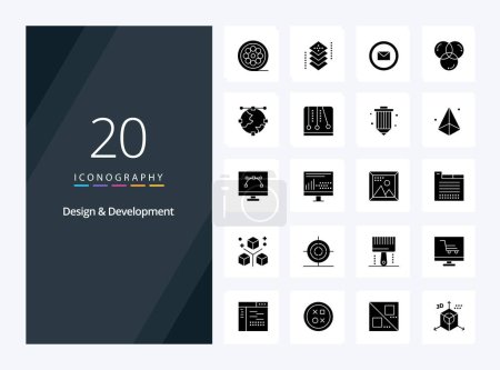 Téléchargez les illustrations : 20 Design Development icône Glyphe solide pour la présentation - en licence libre de droit