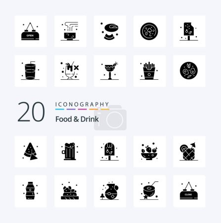 Illustration for 20 Food And Drink Solid Glyph icon Pack like pineapple drink ice food - Royalty Free Image