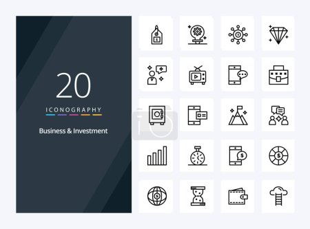 Illustration for 20 Business And Investment Outline icon for presentation - Royalty Free Image