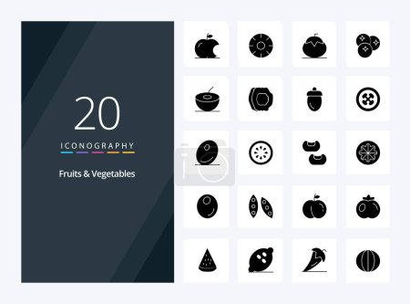 Ilustración de 20 Frutas Vegetales Solid Glyph icono para la presentación - Imagen libre de derechos