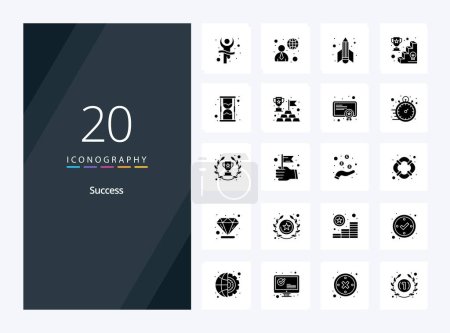 Ilustración de 20 Icono de glifo sólido de éxito para la presentación - Imagen libre de derechos