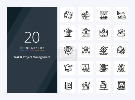 Ilustración de 20 Tarea y gestión de proyectos Icono de esquema para la presentación - Imagen libre de derechos