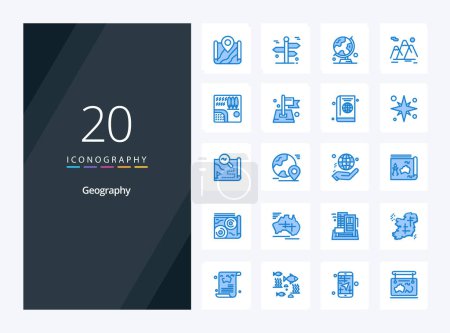 Illustration for 20 Geo Graphy Blue Color icon for presentation - Royalty Free Image