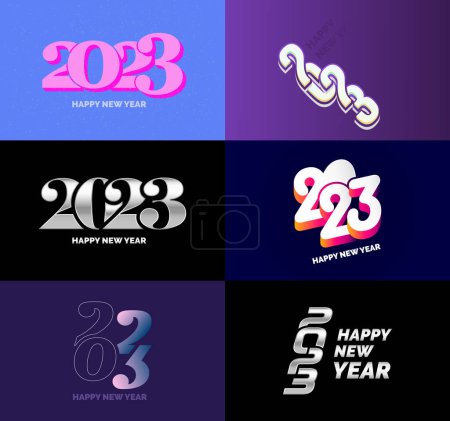 Ilustración de Gran Colección de 2023 Feliz Año Nuevo símbolos Portada de diario de negocios para 2023 con deseos - Imagen libre de derechos