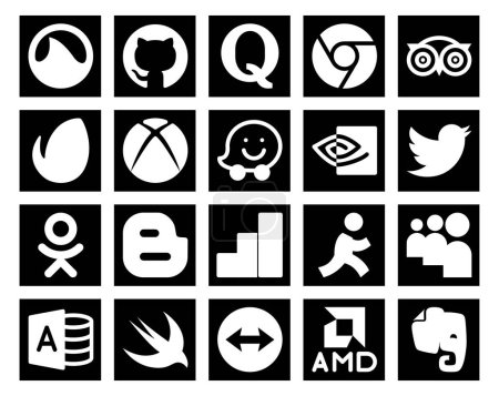Ilustración de 20 Paquete de iconos de redes sociales Incluyendo myspace. google analytics. xbox. blogger. tweet - Imagen libre de derechos