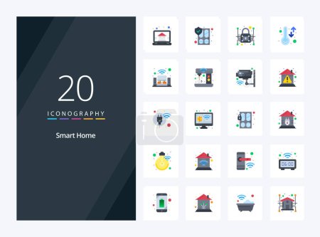 Ilustración de 20 Smart Home Flat Color icono para la presentación - Imagen libre de derechos