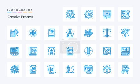 Ilustración de 25 Paquete de iconos Creative Process Blue - Imagen libre de derechos