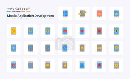 Ilustración de 25 Desarrollo de aplicaciones móviles Paquete de iconos de color plano - Imagen libre de derechos