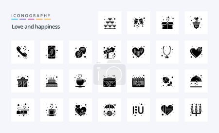 Téléchargez les illustrations : Pack d'icônes 25 Love Solid Glyph - en licence libre de droit