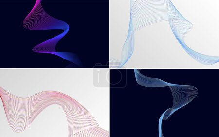 Illustration for Create a professional aesthetic with this set of 4 vector line backgrounds - Royalty Free Image