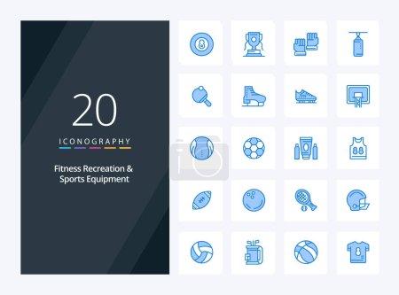 Illustration for 20 Fitness Recreation And Sports Equipment Blue Color icon for presentation - Royalty Free Image