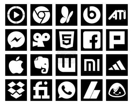 Ilustración de 20 Paquete de iconos de redes sociales Incluyendo fiverr. adidas. html. xiaomi. evernote - Imagen libre de derechos