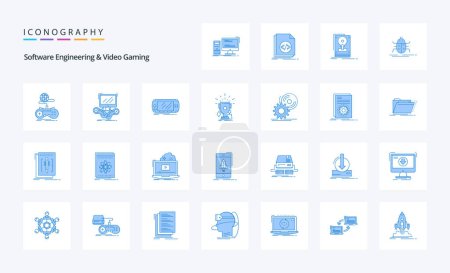 Illustration for 25 Software Engineering And Video Gaming Blue icon pack - Royalty Free Image